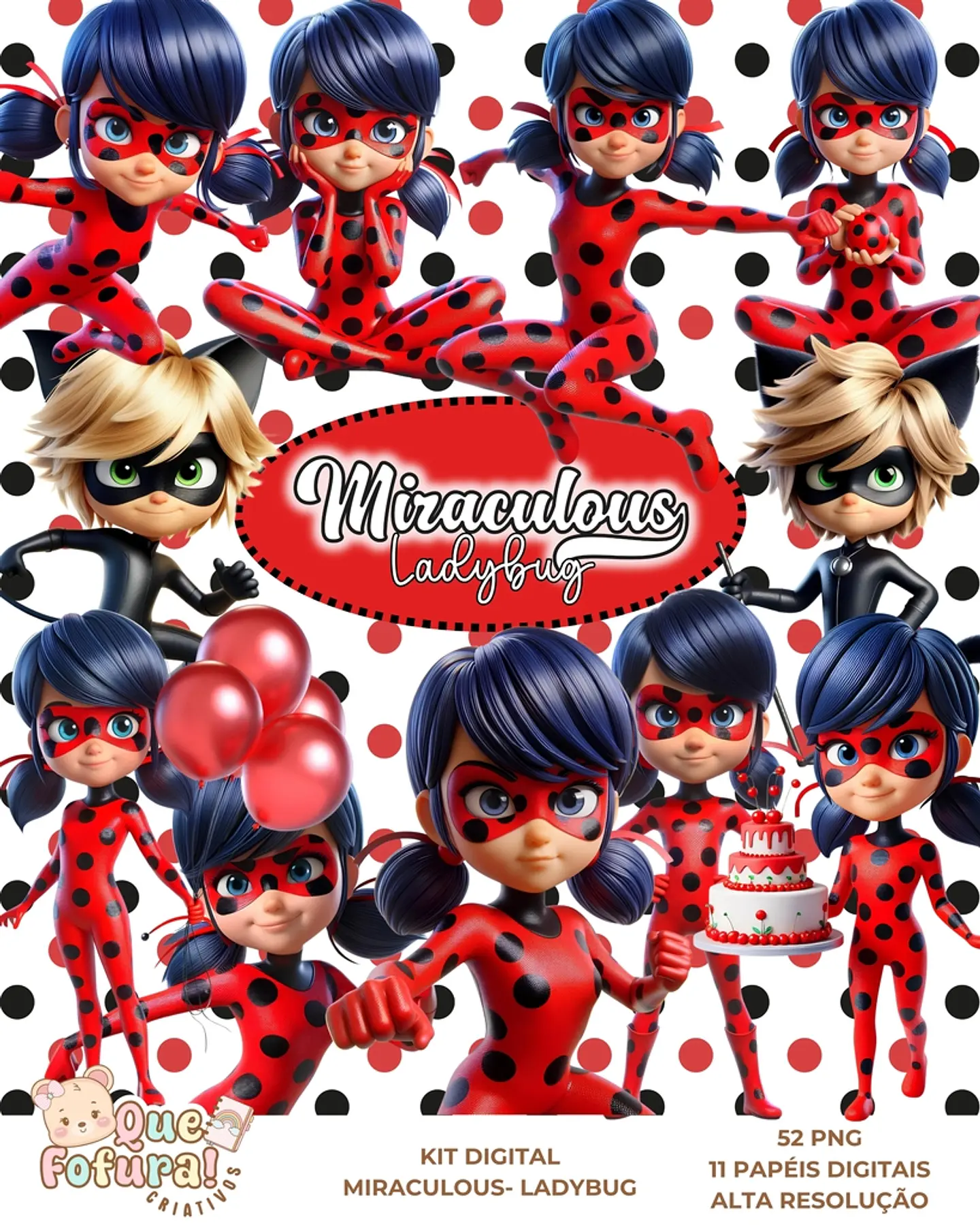 Kit Digital LadyBug - Que Fofura Criativos 1