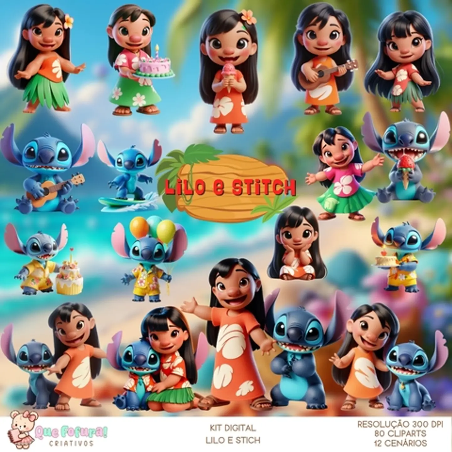 Kit Digital Lilo e Stitch - Que Fofura Criativos 1