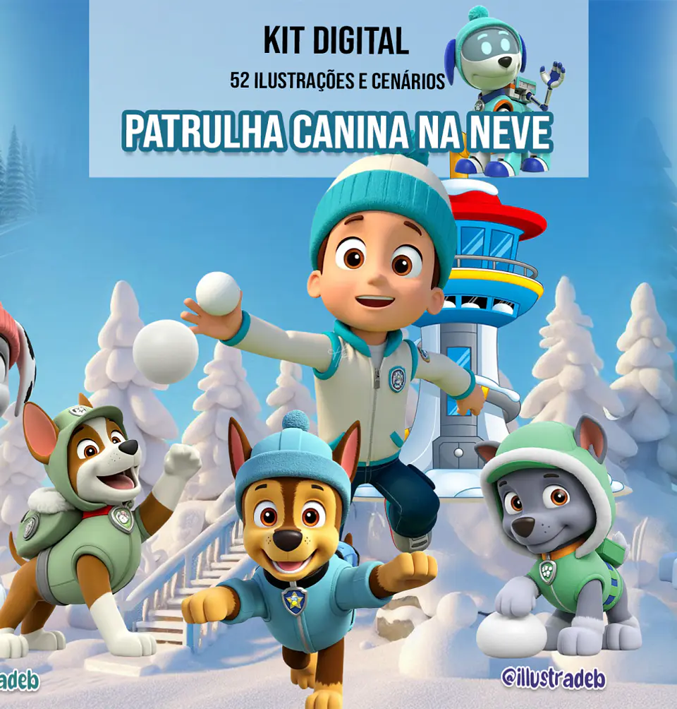 Kit Digital Patrulha Canina na Neve - Ilustradeb 1
