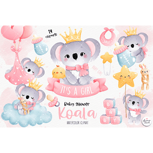 Kit Digital Coala Baby Menina - Chonnie Arts
