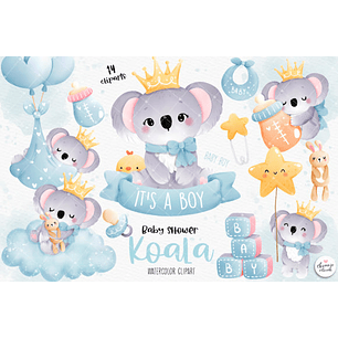 Kit Digital Coala Baby Menino - Chonnie Arts