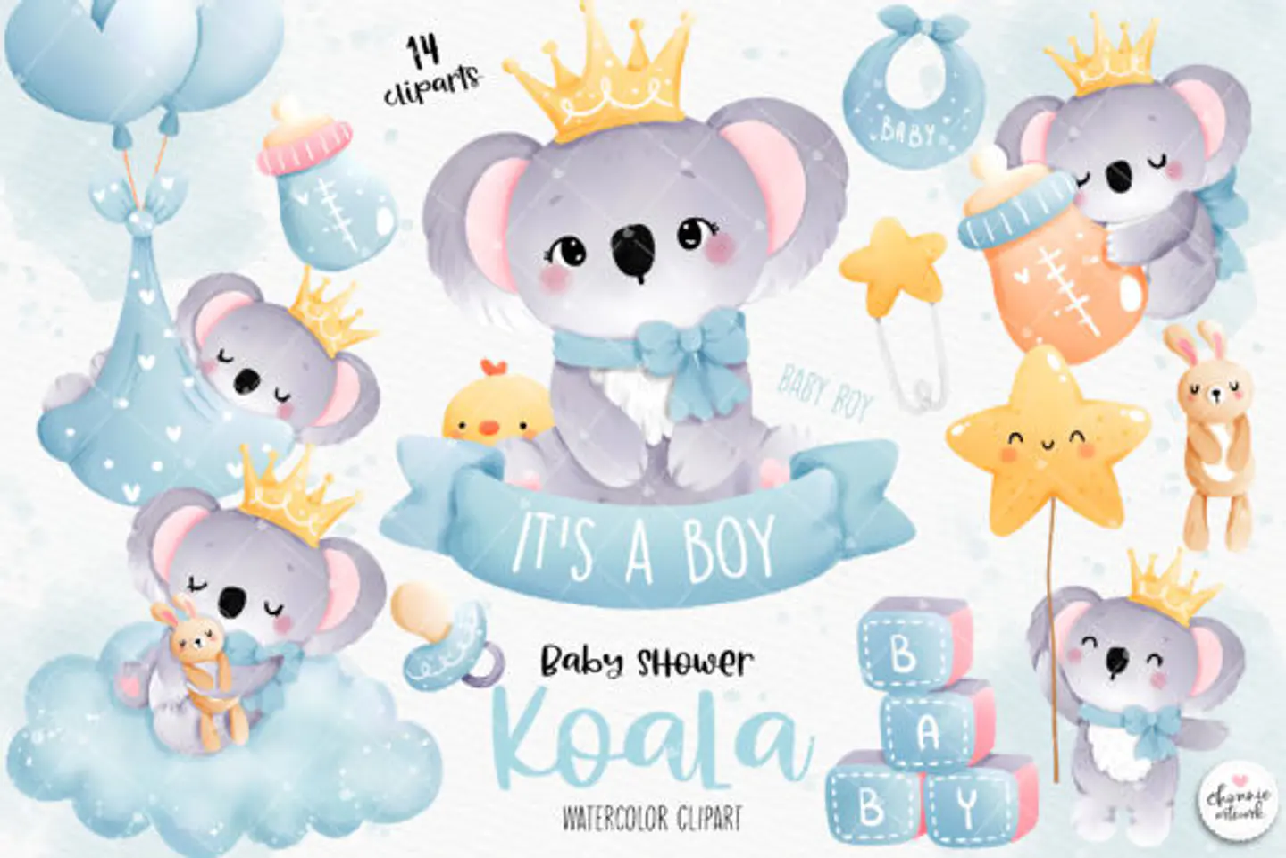 Kit Digital Coala Baby Menino - Chonnie Arts 1