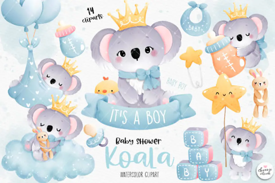 Kit Digital Coala Baby Menino - Chonnie Arts 1