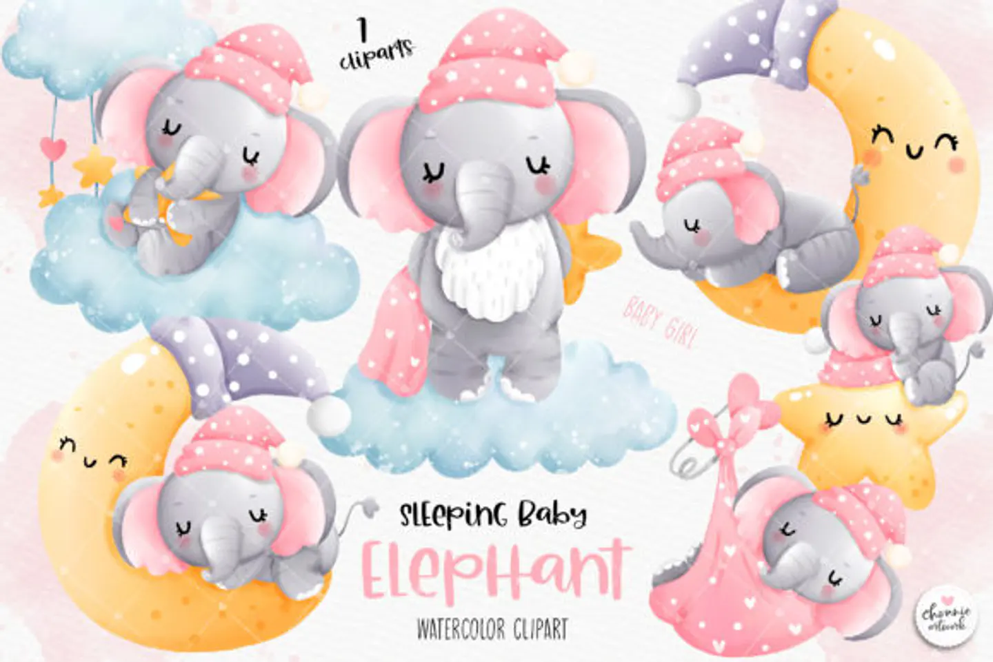 Kit Digital Elefantinha Baby Menina - Chonnie Arts 1