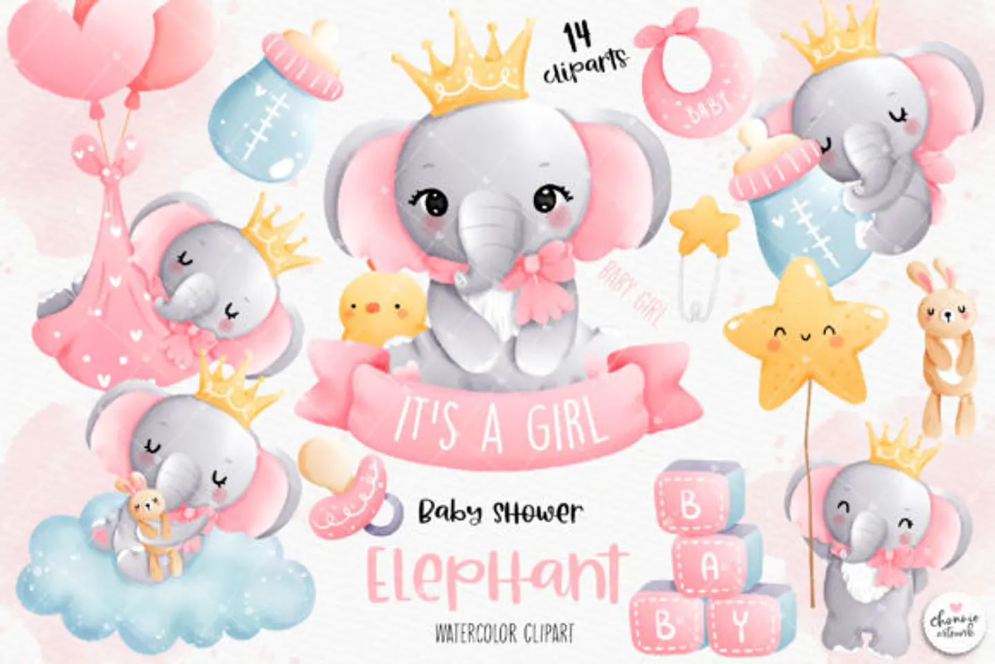 Kit Digital Elefantinha Baby - Chonnie Arts 1