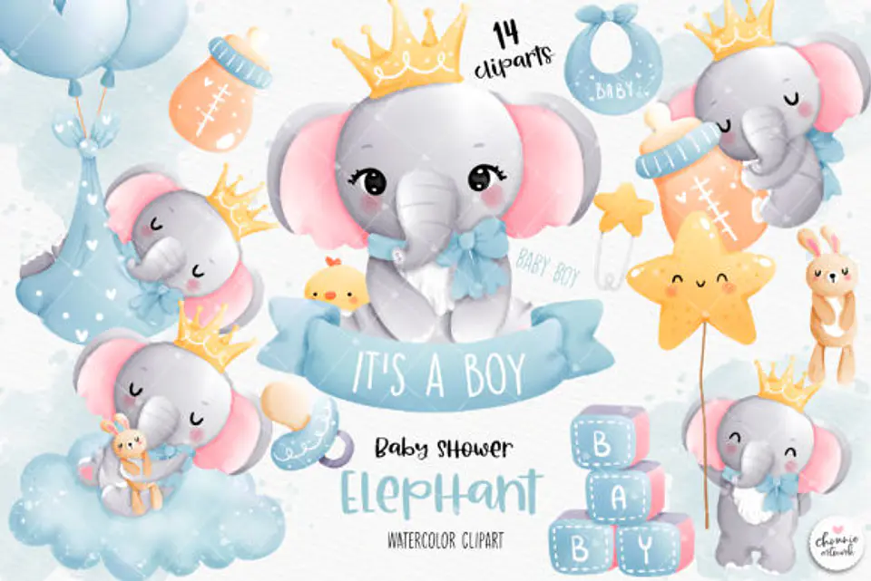 Kit Digital Elefantinho Baby - Chonnie Arts 1