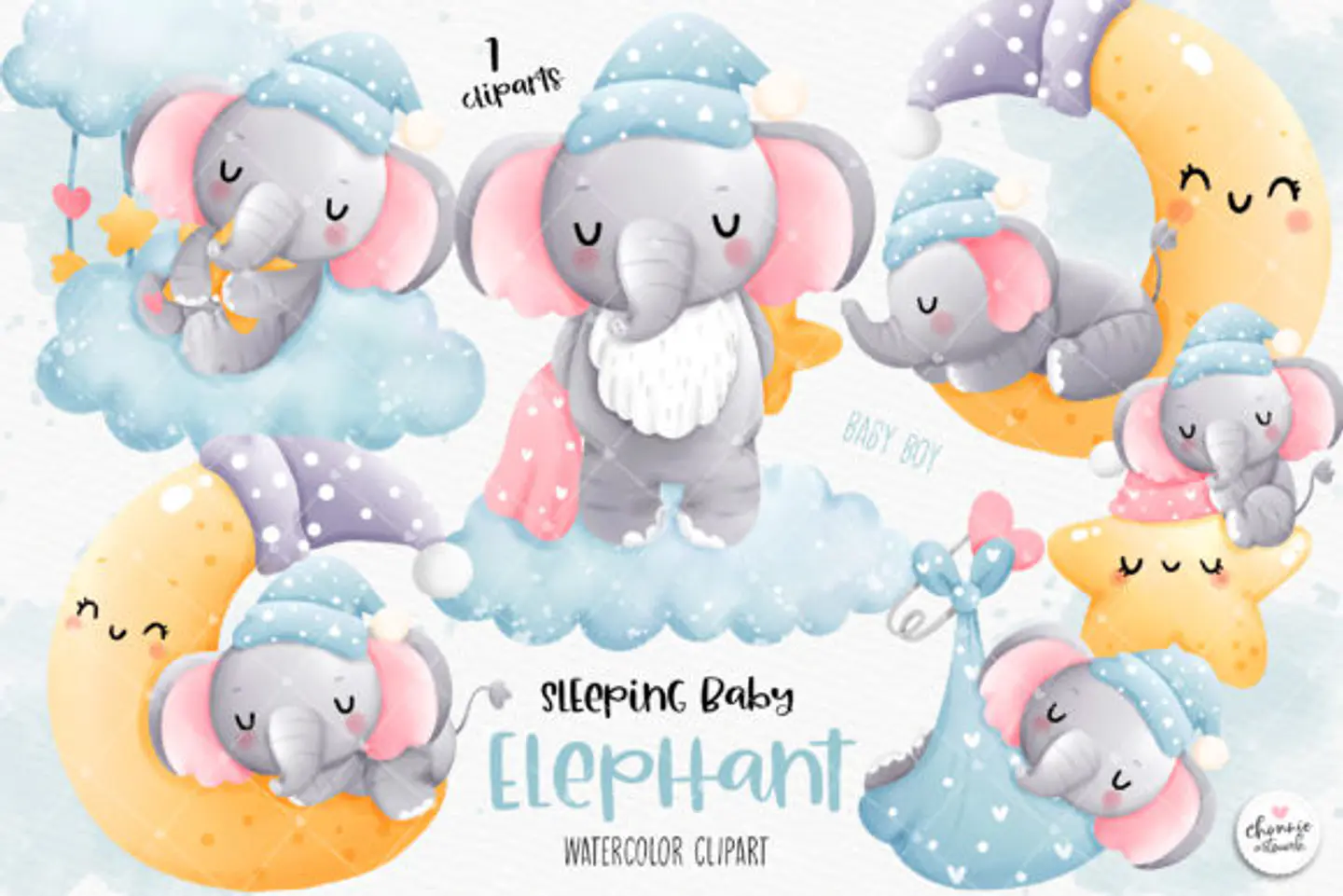 Kit Digital Elefantinho Baby - Chonnie Arts 1