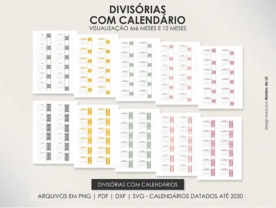 Arquivo Divisórias Abas+Calendários 2025 á 2030 - Moldes da Lê 1