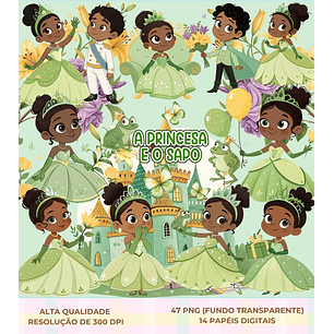 Kit Digital A Princesa e o Sapo Aquarela - Que Fofura Criativos