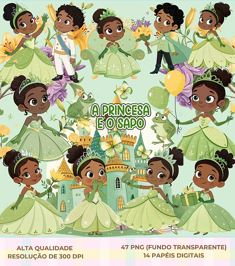 Kit Digital A Princesa e o Sapo Aquarela - Que Fofura Criativos
