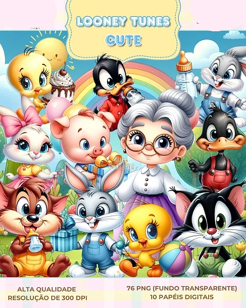 Kit Digital Looney Tunes Cute - Que Fofura Criativos