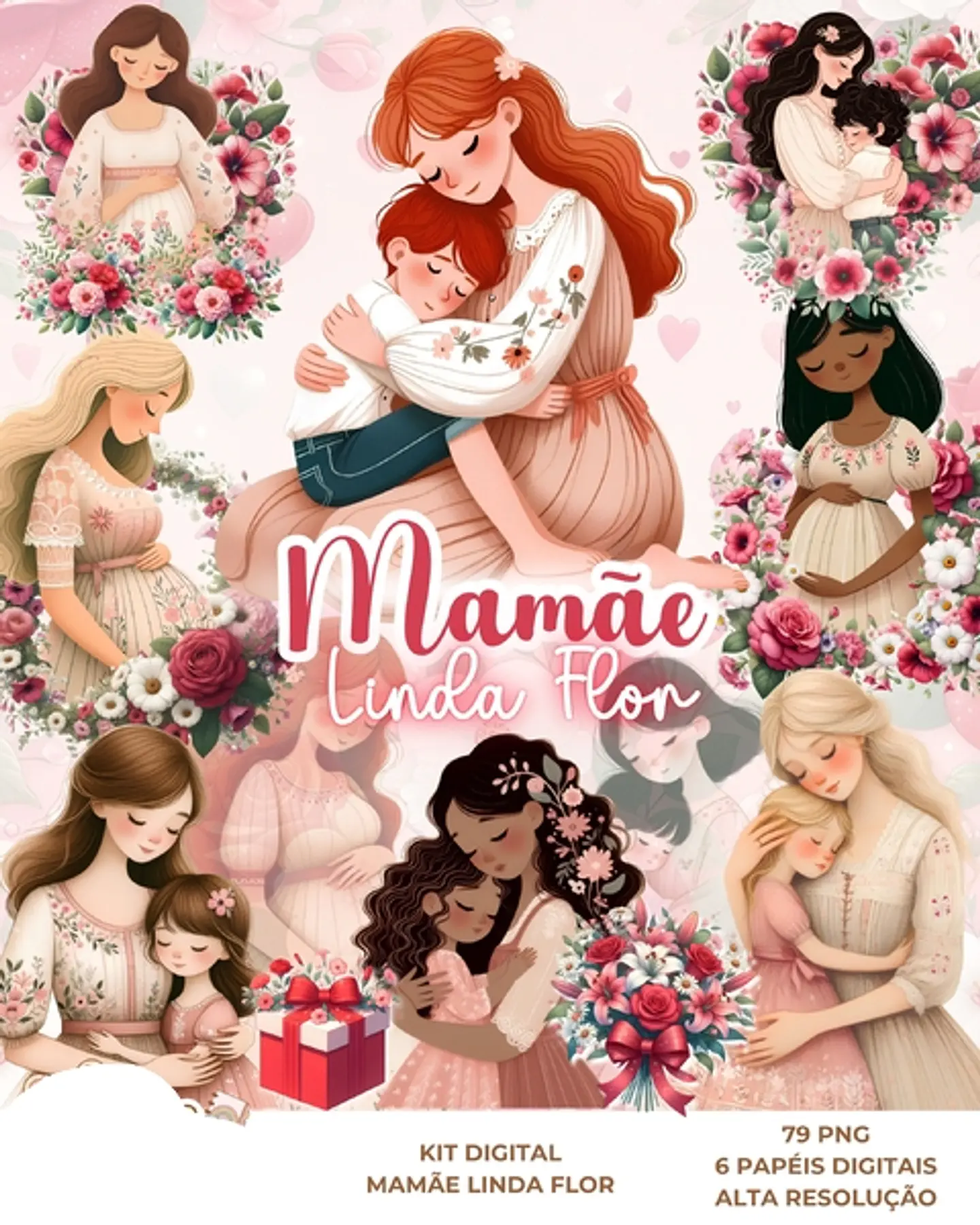 Kit Digital Mamãe Linda Flor - Que Fofura Criativos 1