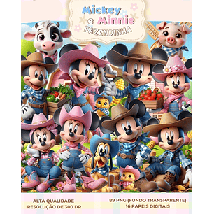 Kit Digital Mickey e Minnie Fazendinha - Que Fofura Criativos