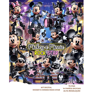 Kit Digital Mickey e Minnie Rock Star - Que Fofura Criativos