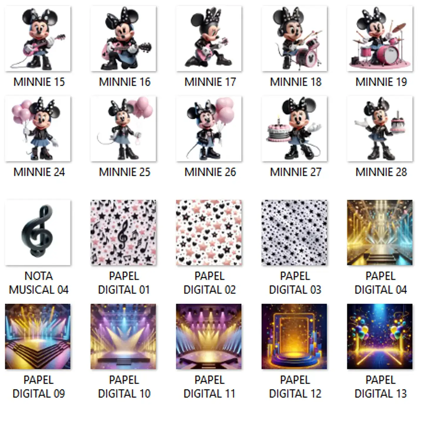 Kit Digital Mickey e Minnie Rock Star - Que Fofura Criativos 2
