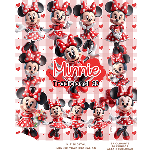 Kit Digital Minnie Tradicional 3D - Que Fofura Criativos