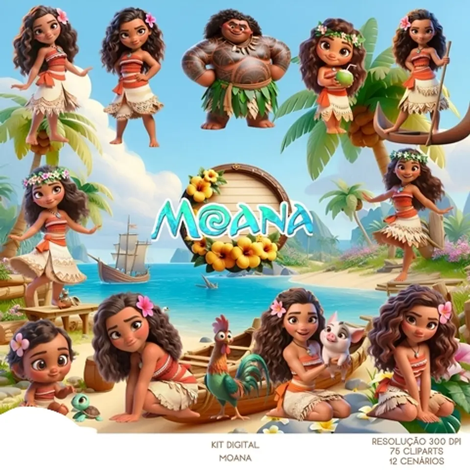 Kit Digital Moana - Que Fofura Criativos 1