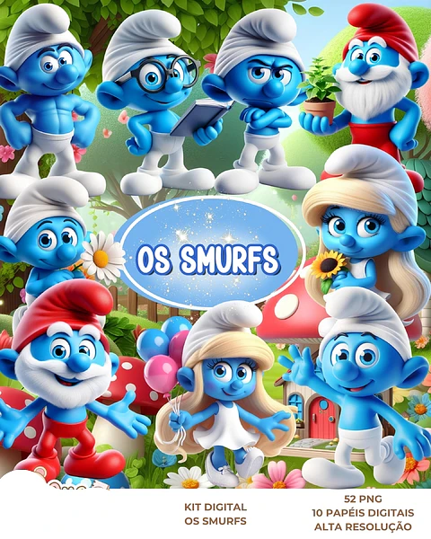 Kit Digital Os Smurfs - Que Fofura Criativos