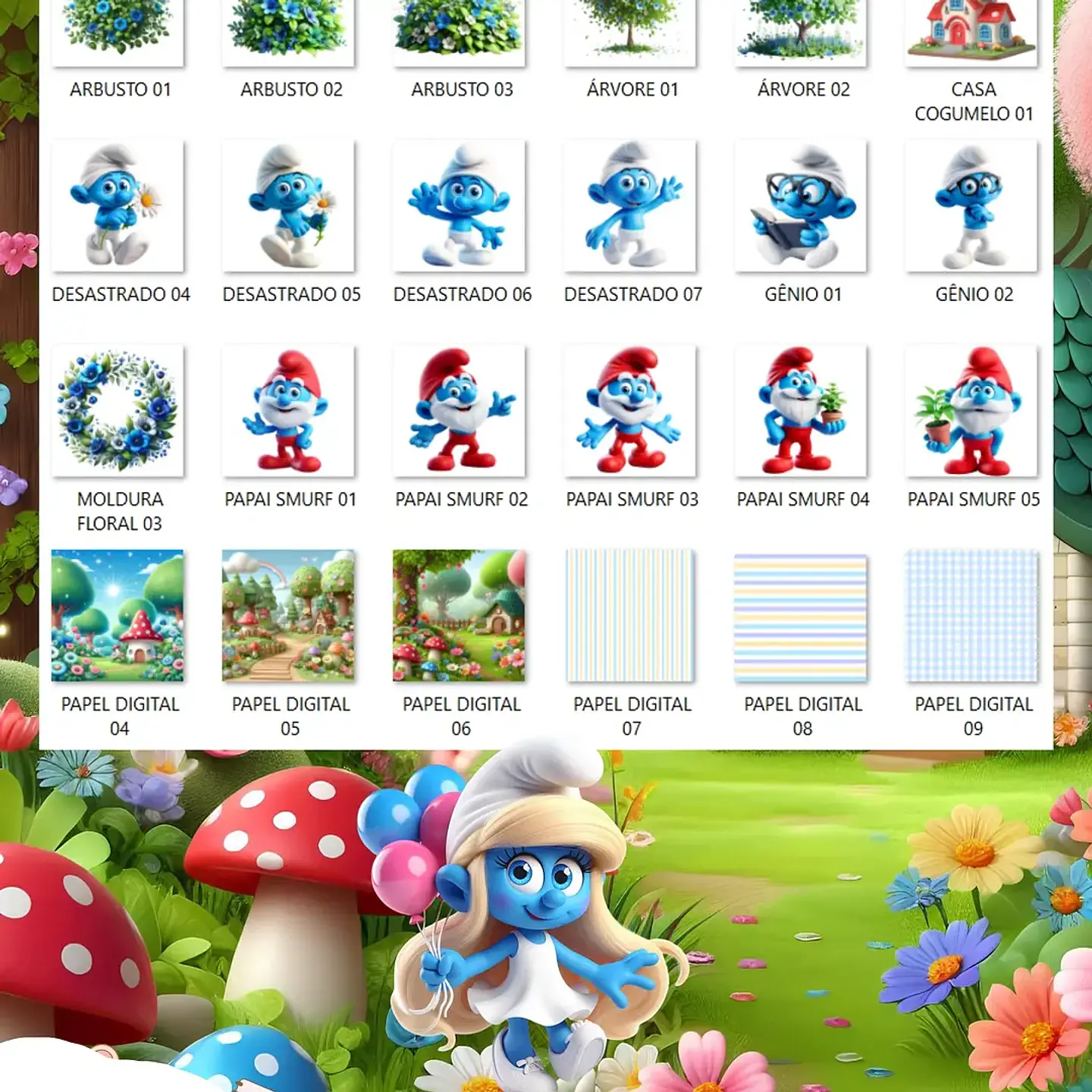 Kit Digital Os Smurfs - Que Fofura Criativos 3