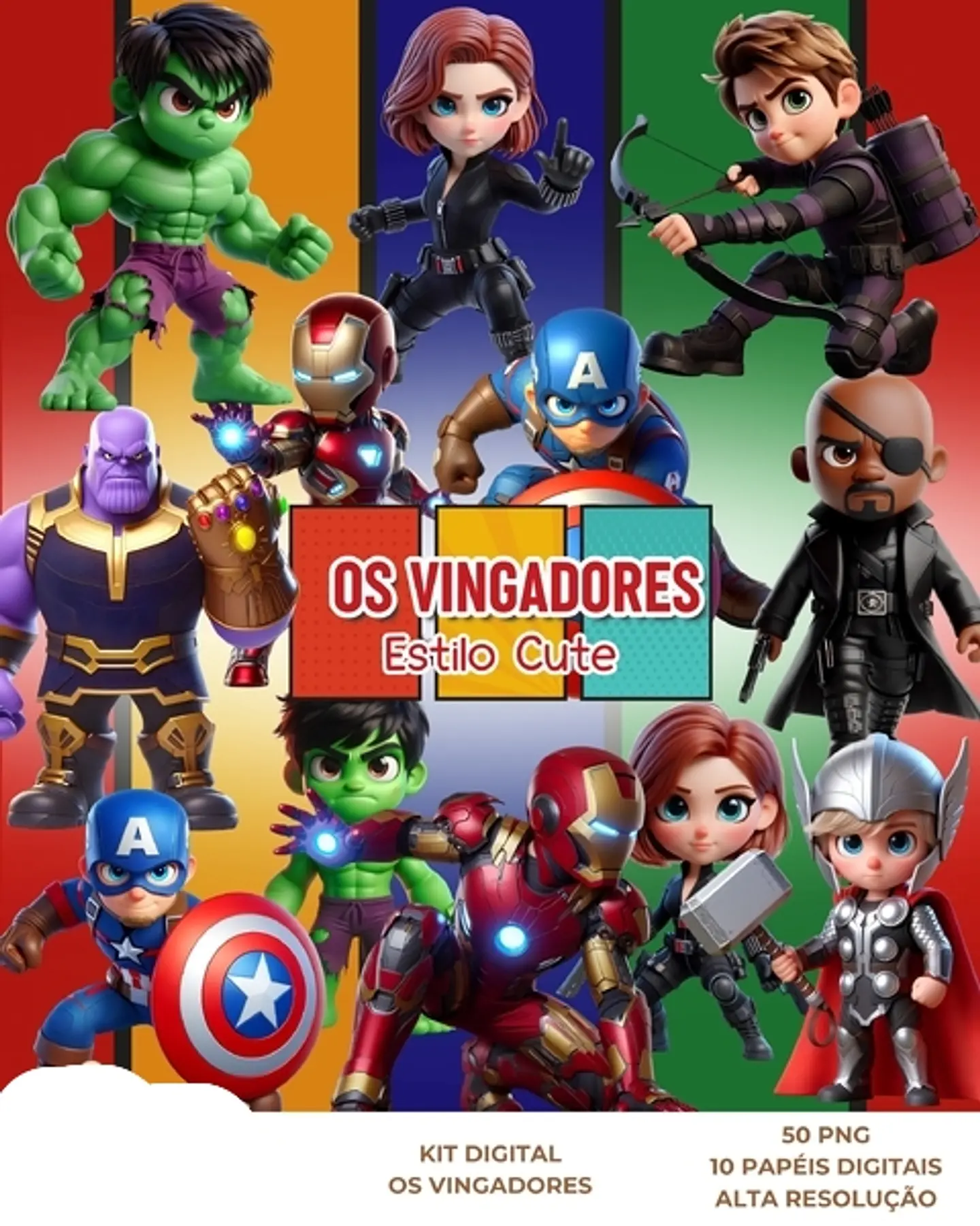 Kit Digital Os Vingadores Cute - Que Fofura Criativos 1