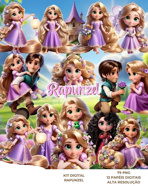 Kit Digital Rapunzel - Que Fofura Criativos