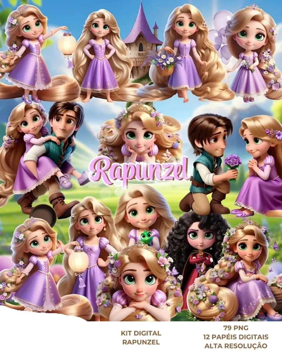 Kit Digital Rapunzel - Que Fofura Criativos 1