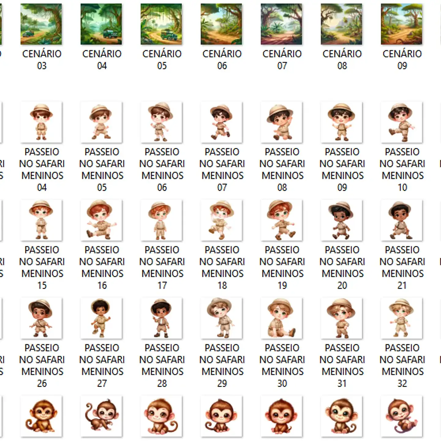 Kit Digital Safari Baby Menino Aquarela - Que Fofura Criativos 2
