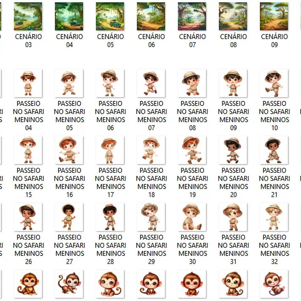 Kit Digital Safari Baby Menino Aquarela - Que Fofura Criativos 2
