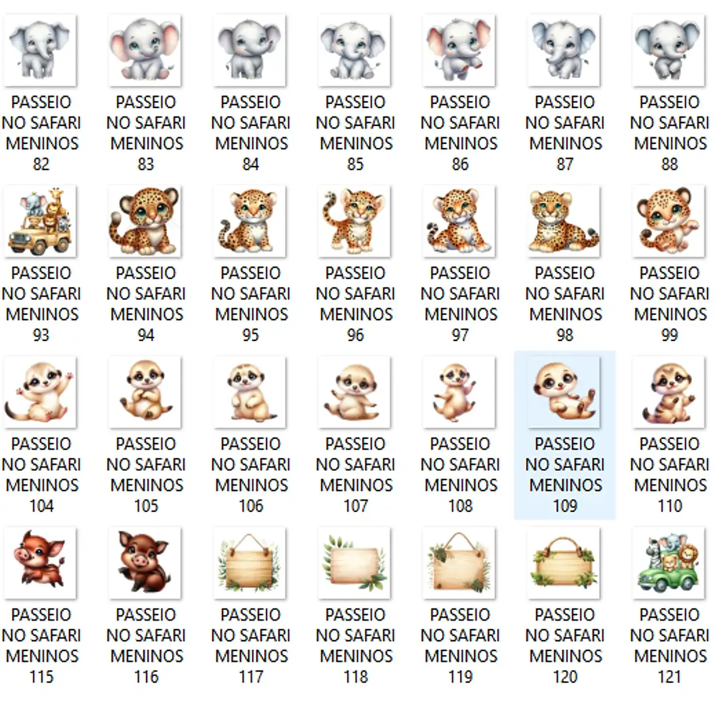 Kit Digital Safari Baby Menino Aquarela - Que Fofura Criativos 3