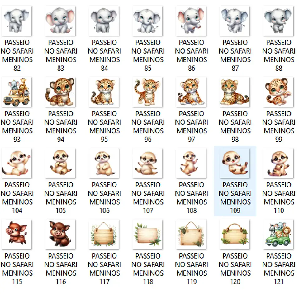 Kit Digital Safari Baby Menino Aquarela - Que Fofura Criativos 3