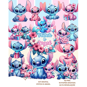 Kit Digital Stitch e Angel - Que Fofura Criativos