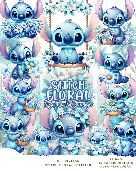 Kit Digital Stitch Floral - Que Fofura Criativos