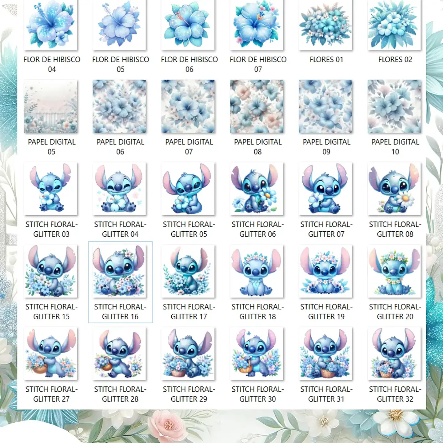 Kit Digital Stitch Floral - Que Fofura Criativos 2