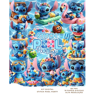 Kit Digital Stitch Pool Party - Que Fofura Criativos