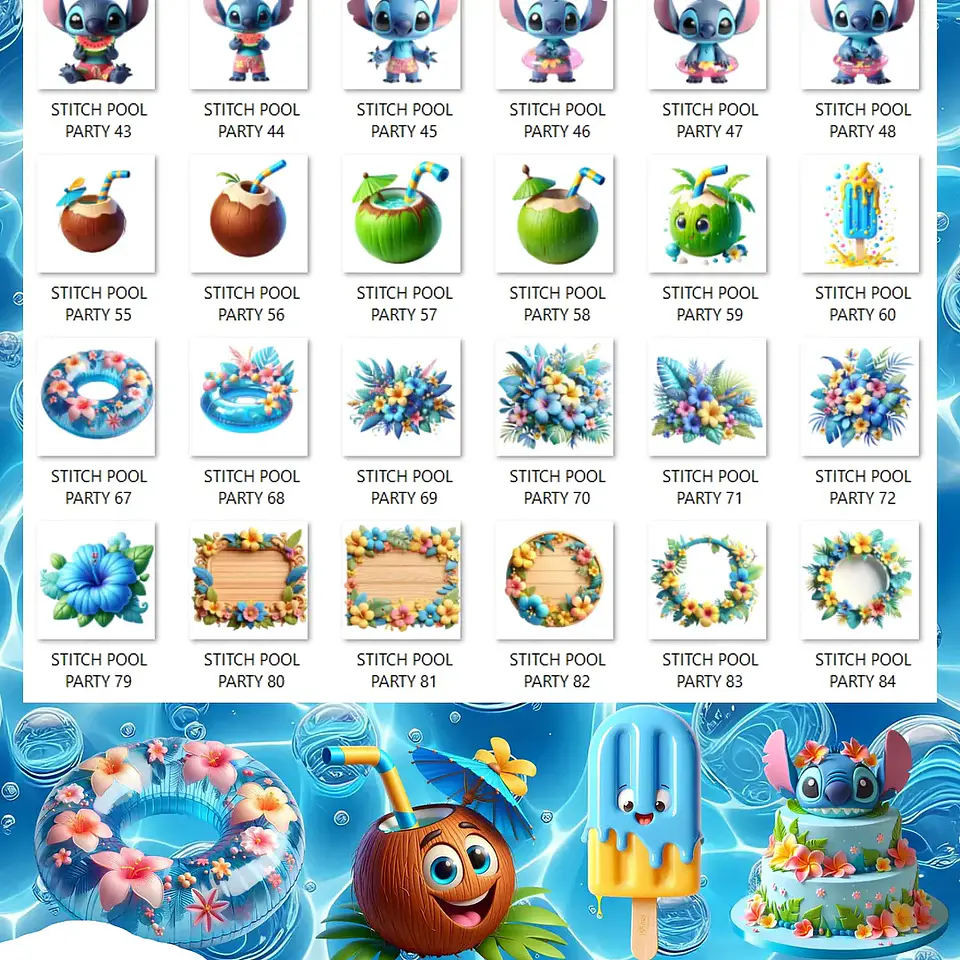 Kit Digital Stitch Pool Party - Que Fofura Criativos 5