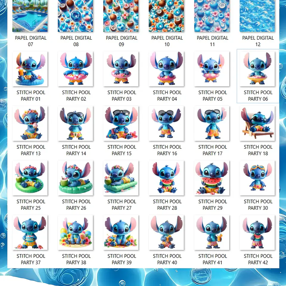 Kit Digital Stitch Pool Party - Que Fofura Criativos 3