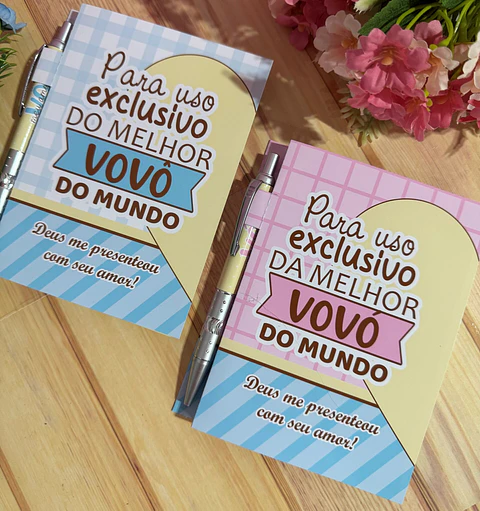 Arquivo Dia dos Avós Capa para Bloquinho A6 com Caneta - Arquivos Gb