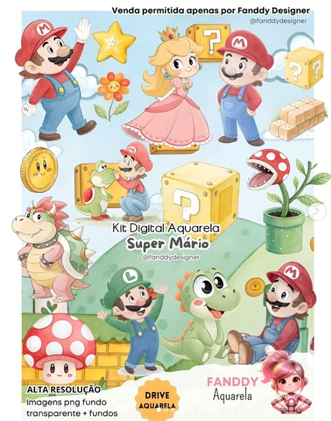 Kit Digital Super Mário - Fanddy