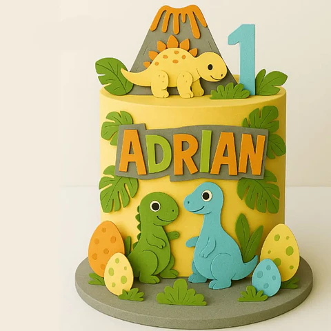 Arquivo Topo de Bolo Dinossauros em Camadas