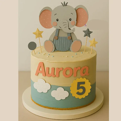Arquivo Topo de Bolo Elefantinho de Macacão em Camadas