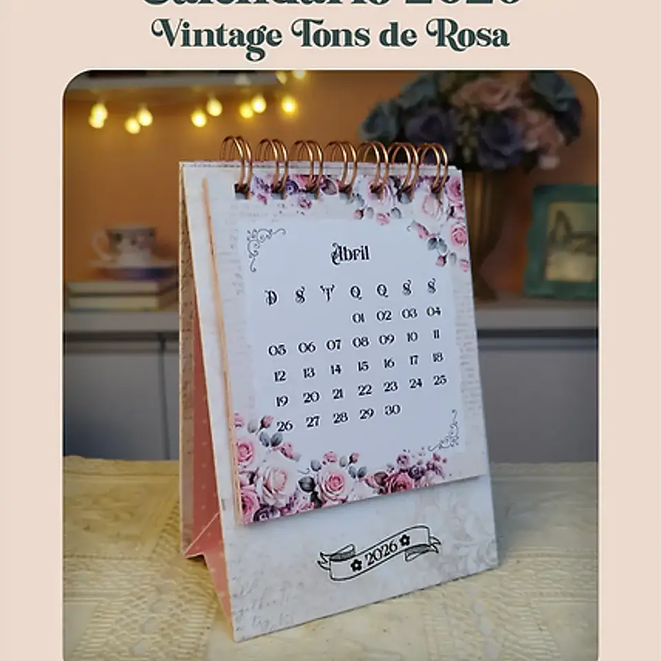 Arquivo Calendários 2026 Vintage Tons de Rosa - Perfeito 3