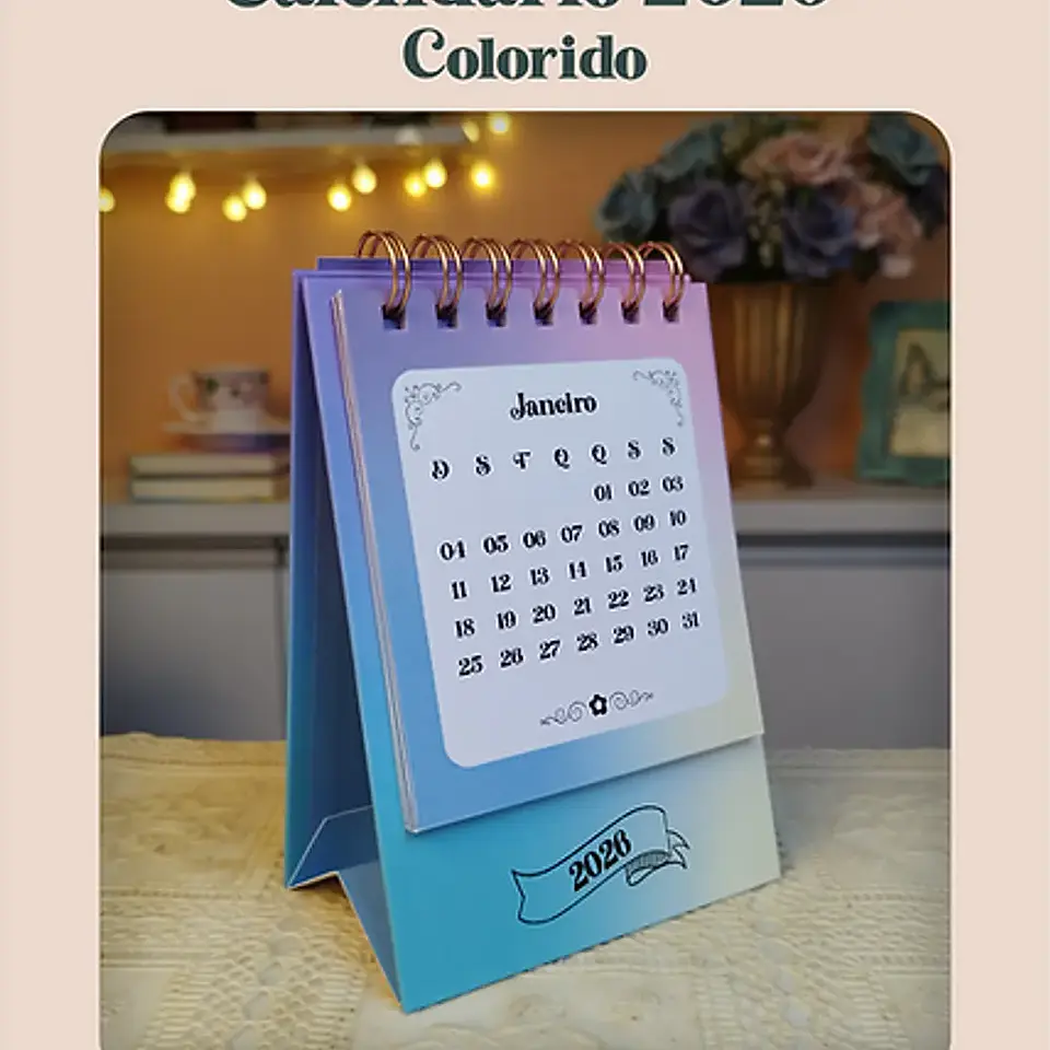 Arquivo Calendário Colorido 2026 - Perfeito Miolo 2