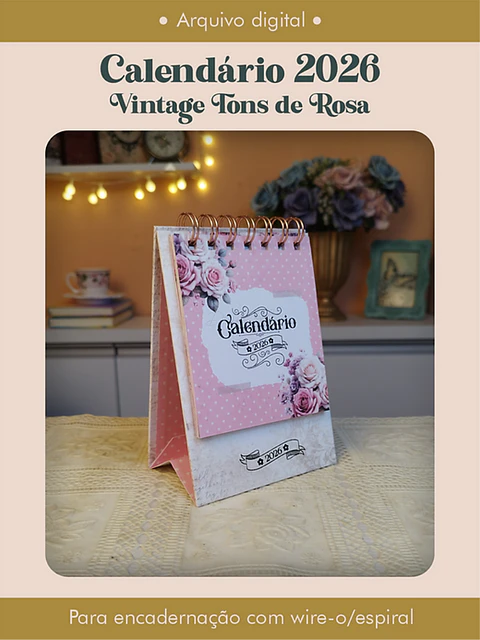 Arquivo Calendários 2026 Vintage Tons de Rosa - Perfeito