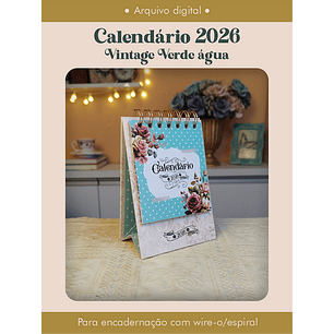Arquivo Calendário 2026 Vintage Verde Àgua - Perfeito Miolo