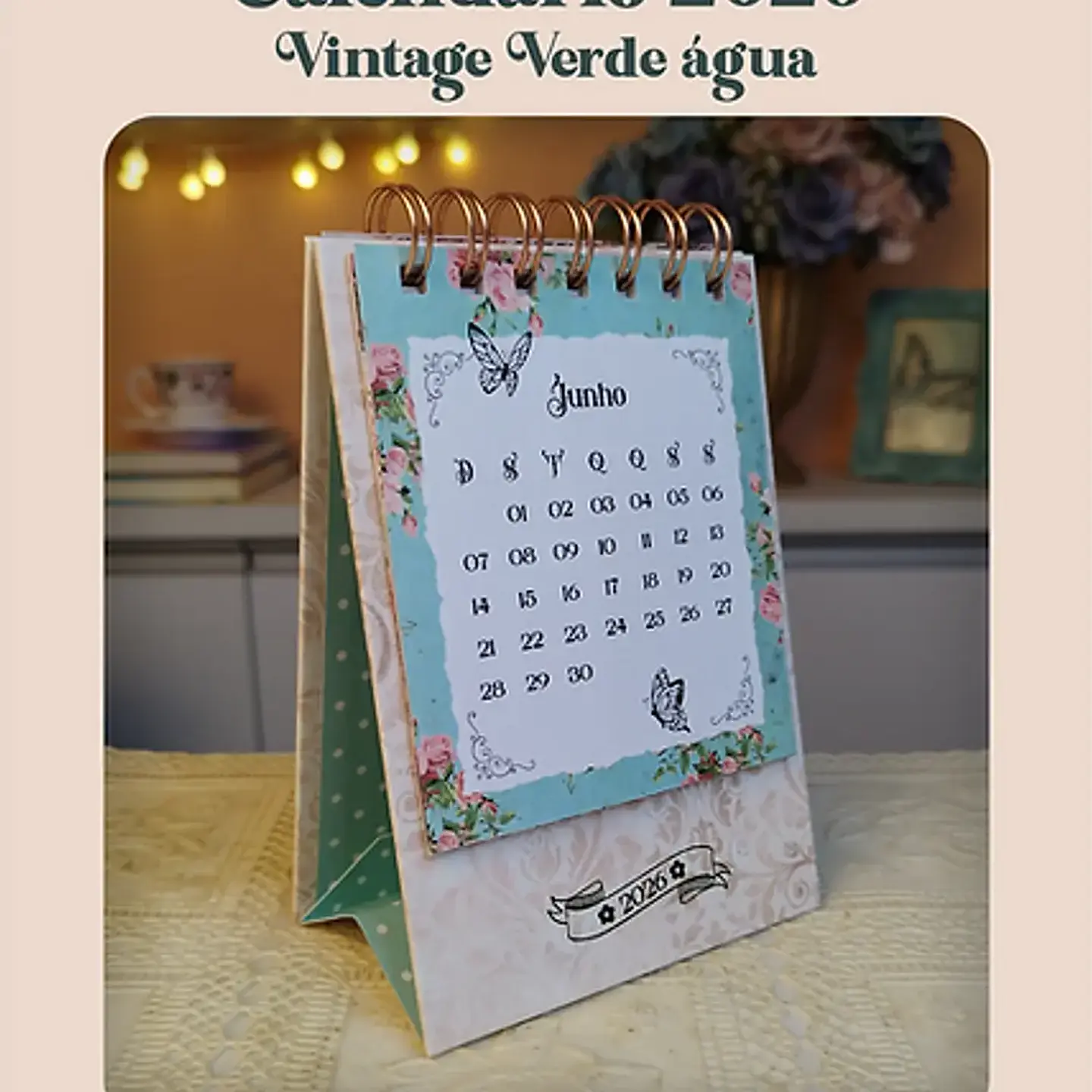 Arquivo Calendário 2026 Vintage Verde Àgua - Perfeito Miolo 3