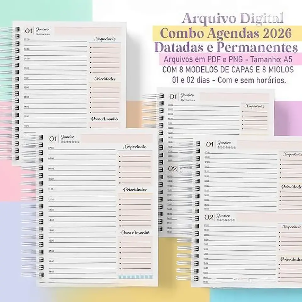 Arquivo Combo Agendas Colorful 2026 - Studio Rafa 2