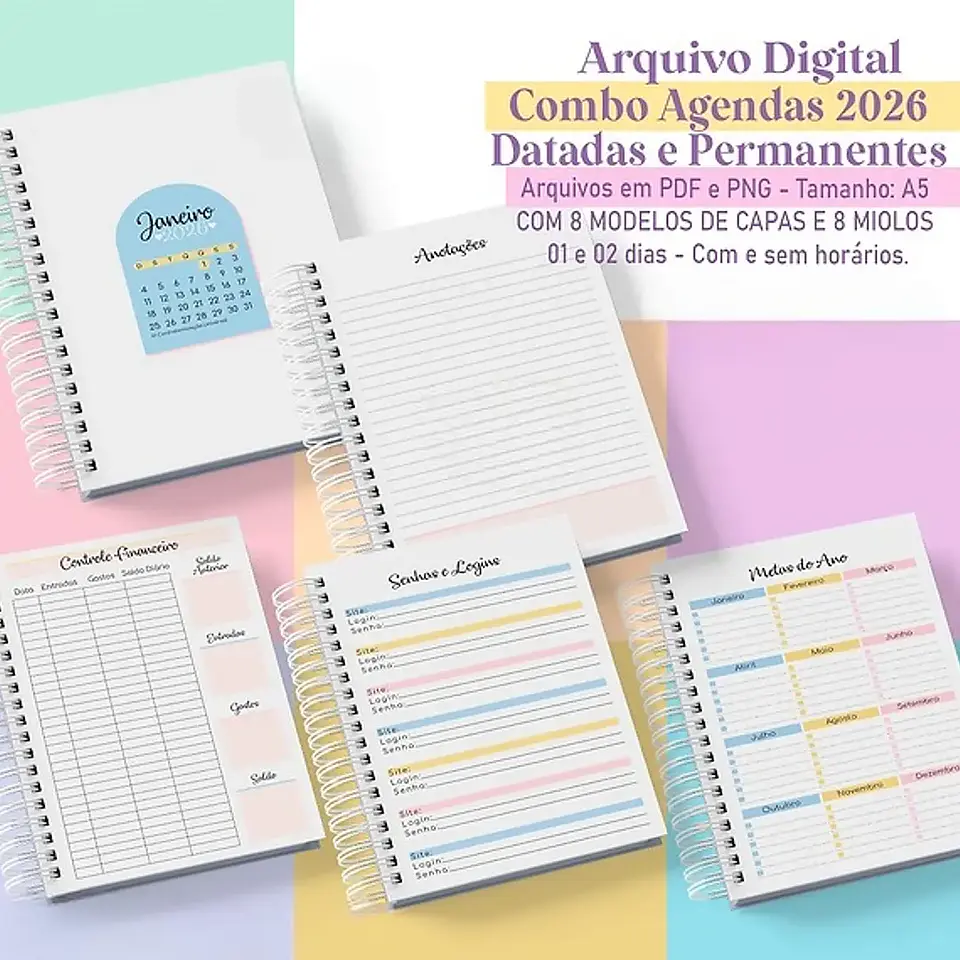 Arquivo Combo Agendas Colorful 2026 - Studio Rafa 3