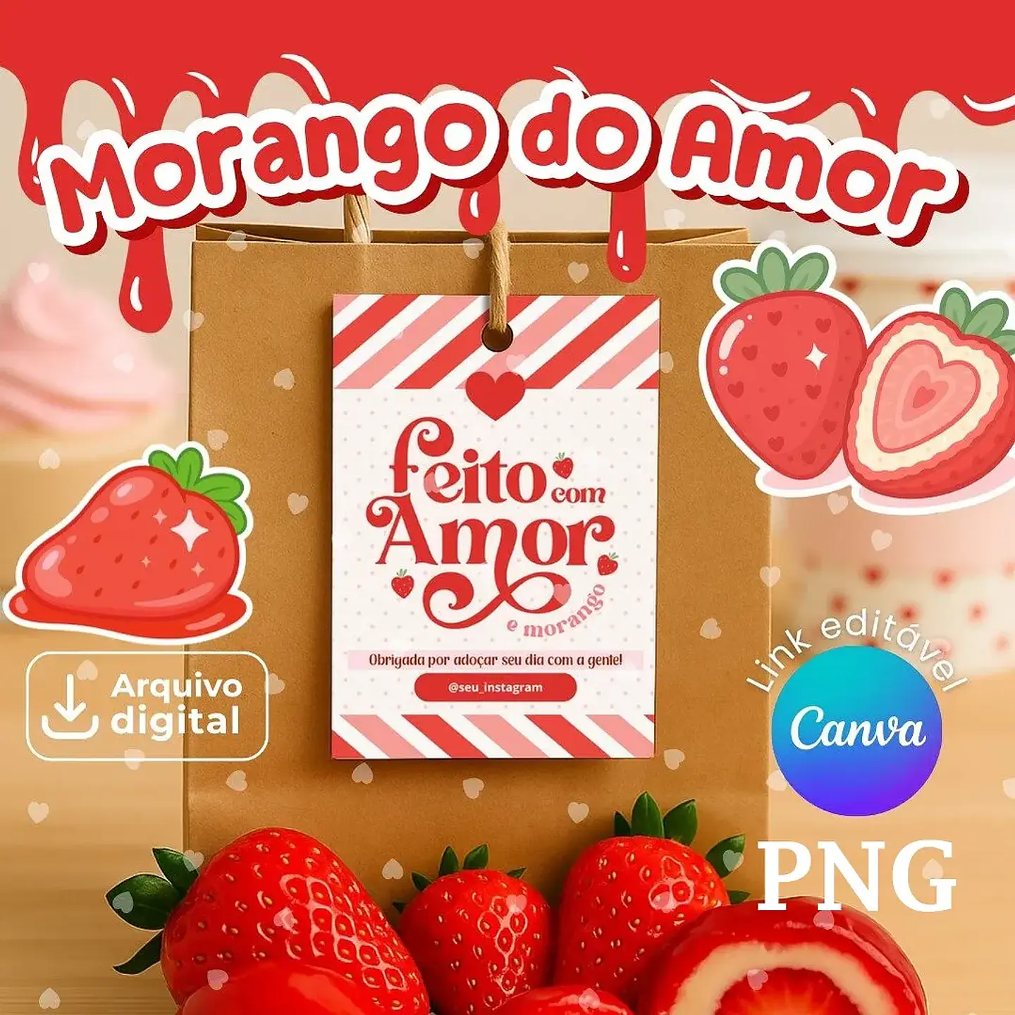 Kit Digital Morango do Amor - Ana Flor 1