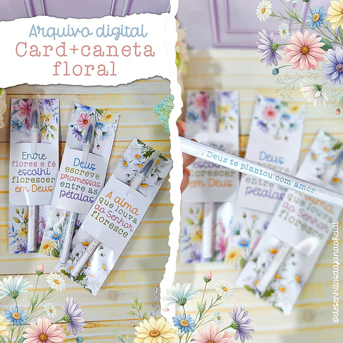 Arquivo Floral Caneta + Card Floral - Desenhitos da Jana