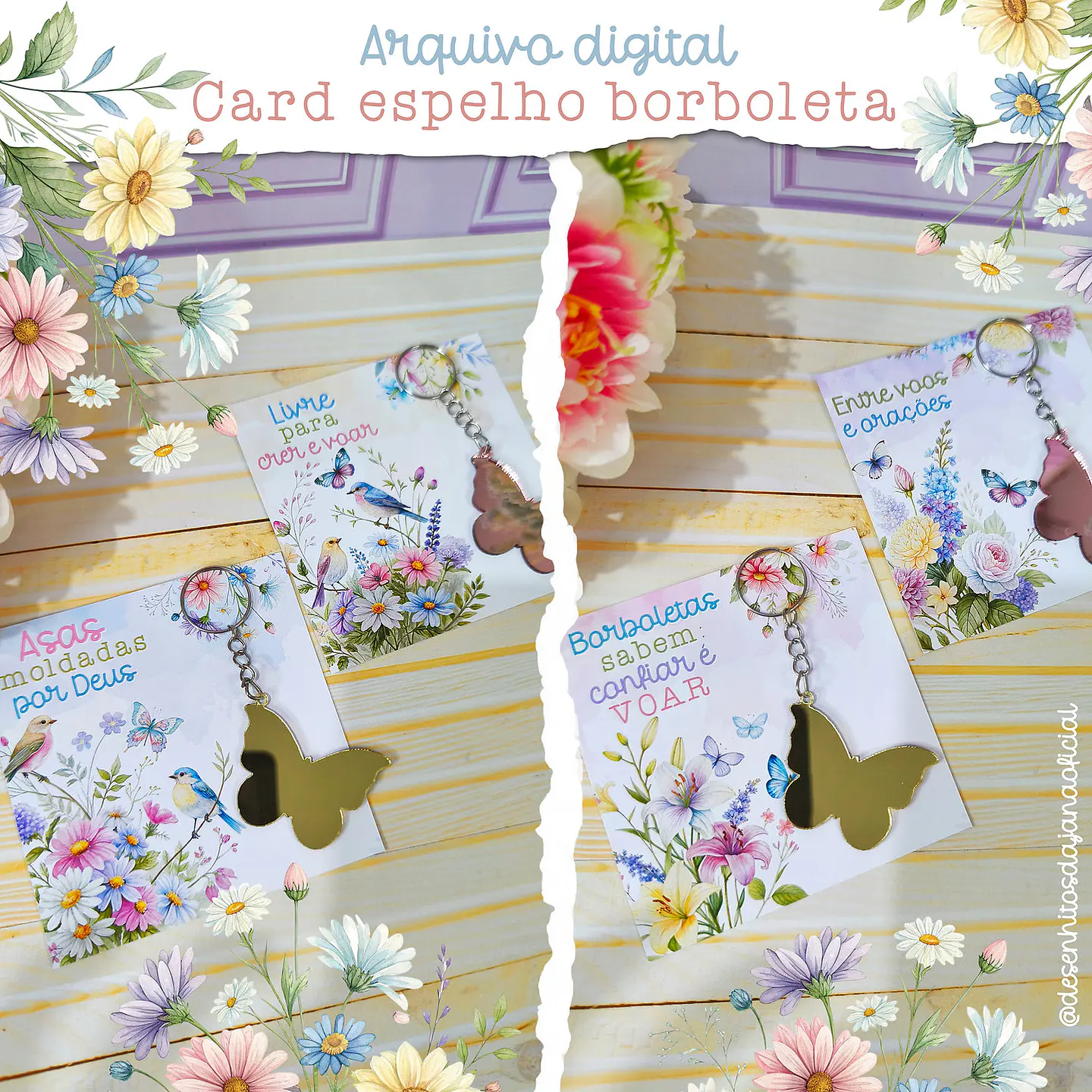Arquivo Floral Card Espelho Borboleta - Desenhitos da Jana 1